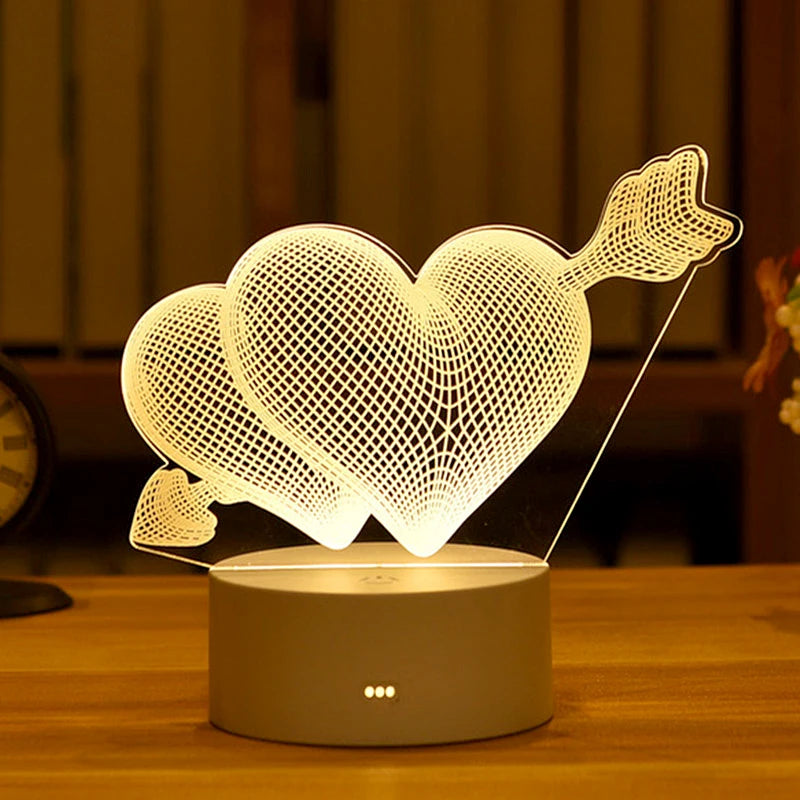 Romantic Love 3D Acrylic LED Lamp – Night Light for Home, Parties, and Valentine’s Day Decor