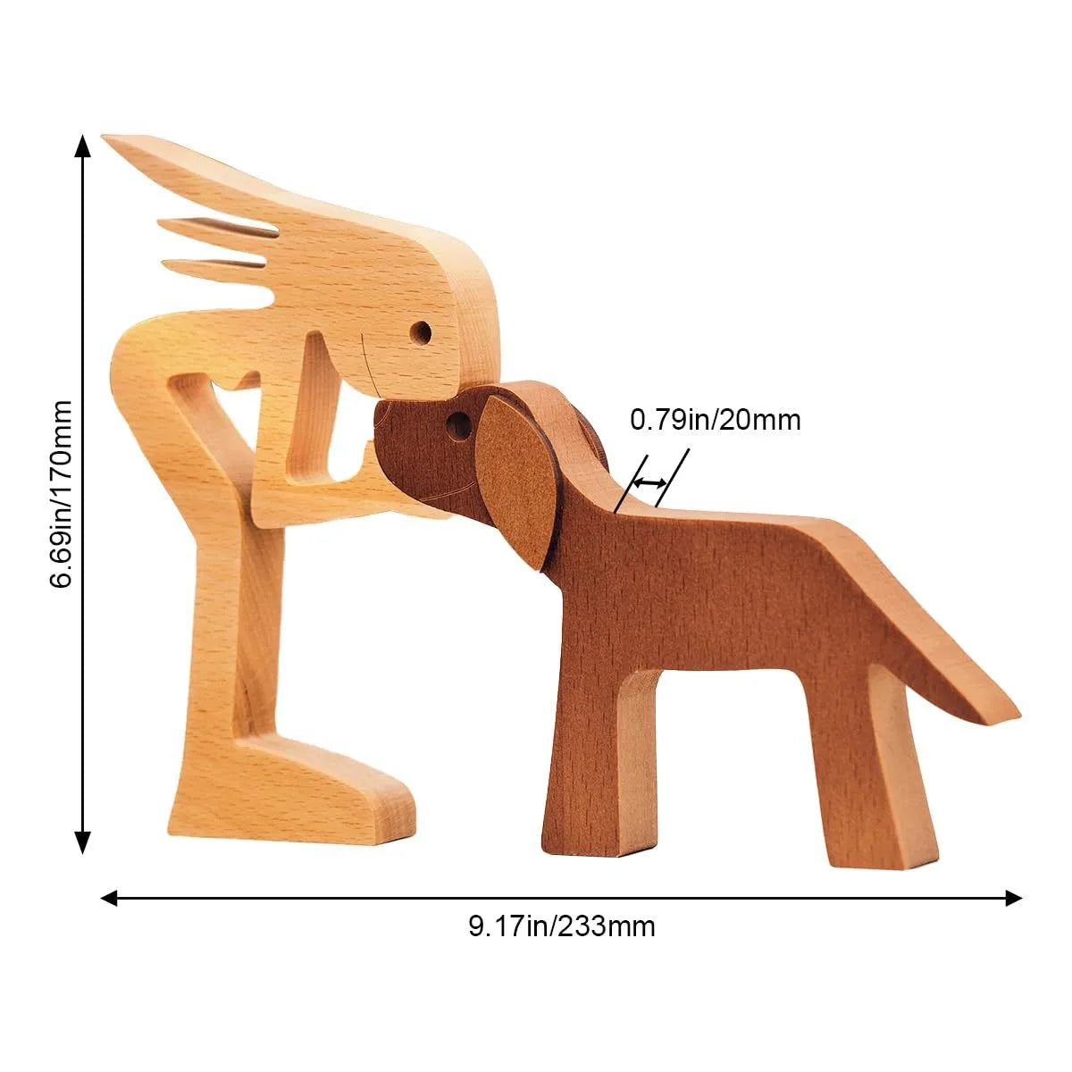 Family Puppy Wood Figurine – Hand-Carved Dog Craft for Home Decor and Gifts