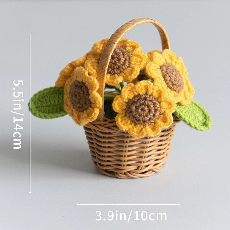 Cute Crochet Potted Flowers – Creative Hand-Woven Knitted Plant for Desktop Decoration