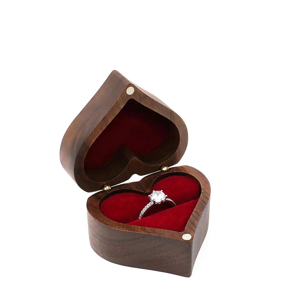 Heart-Shaped Walnut Ring Box