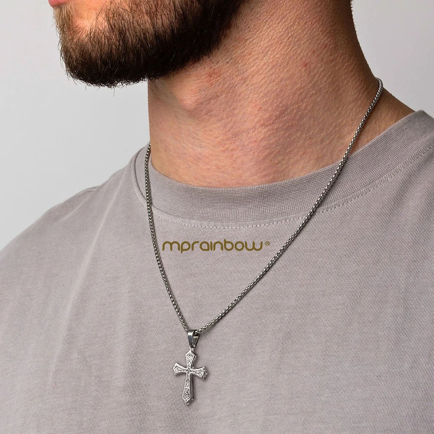 Cross Pendant Necklace for Men & Women – Stainless Steel Choker with Box Chain, Christian Jewelry Gift