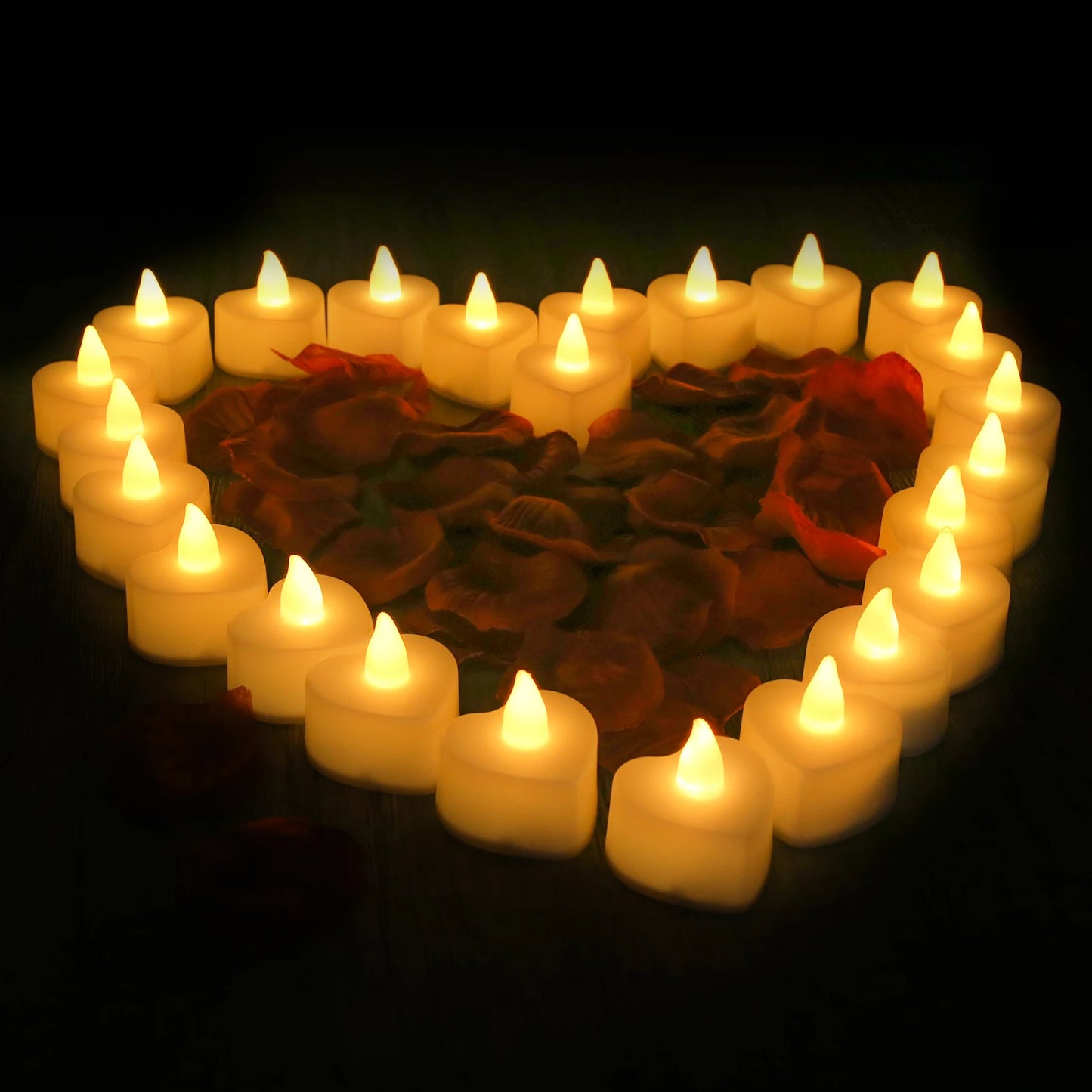 Heart-Shaped LED Tea Lights – Romantic Decorations for Weddings and Anniversaries