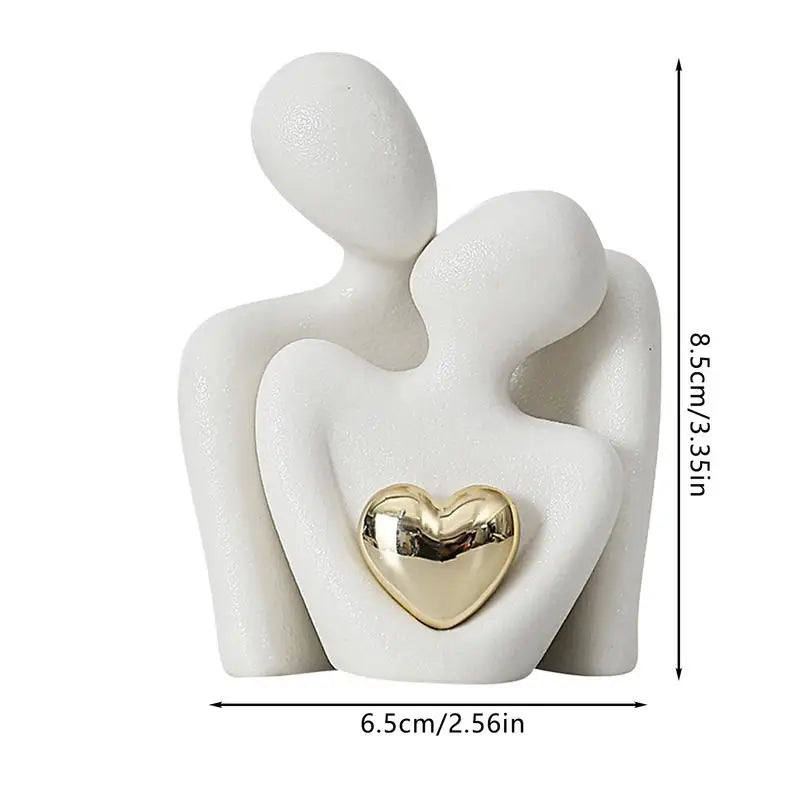 Couple Hugging Figurine – Abstract Modern Ceramic Sculpture for Home Accents
