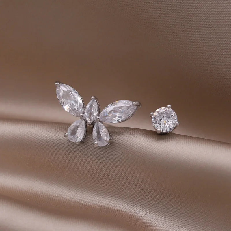 Gold plated simple double love crystal ring elegant women's daily opening ring accessories