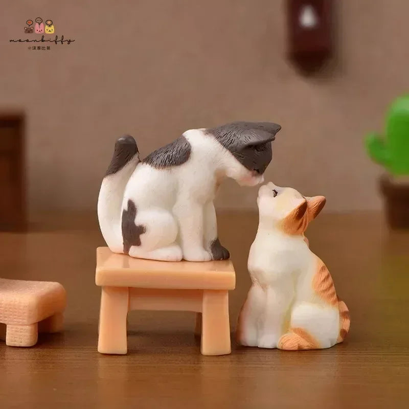 Resin Cat Ornaments – Miniature Kitten Figurines for Fairy Garden, Dollhouse, and DIY Home Decor