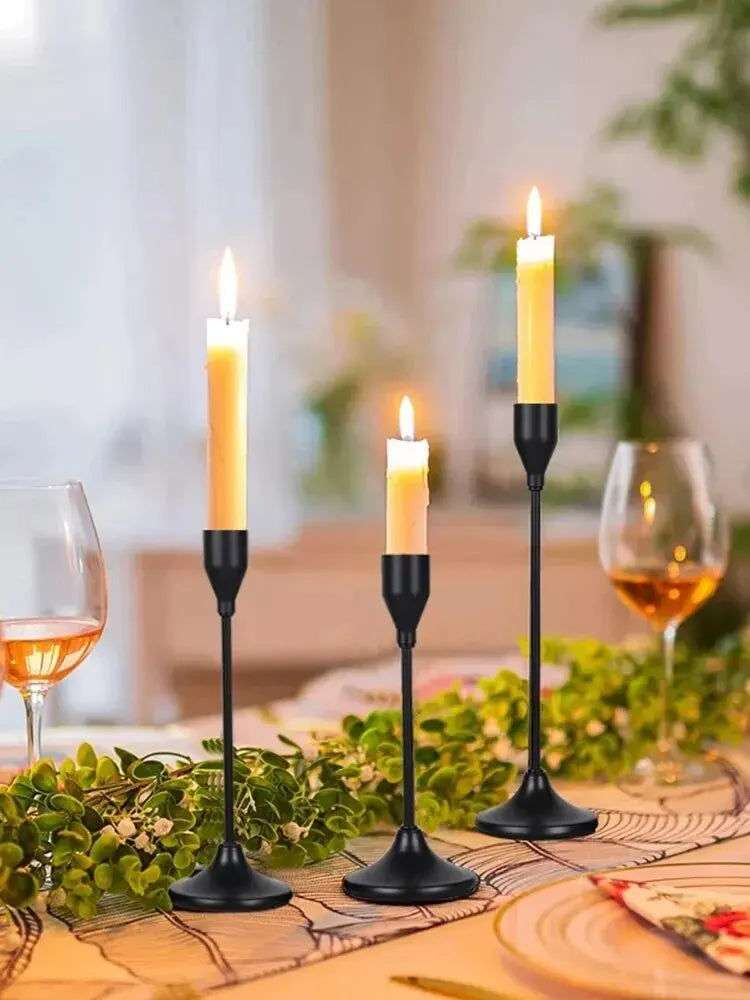 3Pcs European-Style Metal Candle Holder Set – Elegant Table Candlesticks