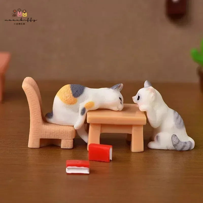 Resin Cat Ornaments – Miniature Kitten Figurines for Fairy Garden, Dollhouse, and DIY Home Decor