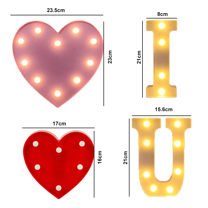 Valentine's Day Decorative Heart Letter LED Light – Romantic Wedding & Engagement Table Ornament