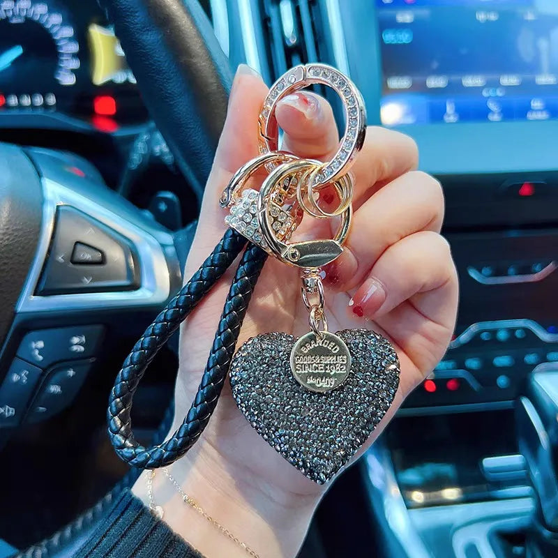 Valentine’s Day Glitter Heart Keychain – Crystal Clay Key Ring for Women & Girls, Romantic Gift & Bag Tag Ornament