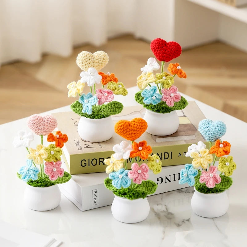 Hand-Knitted Flower Bouquet Crochet Flower - Home Decoration