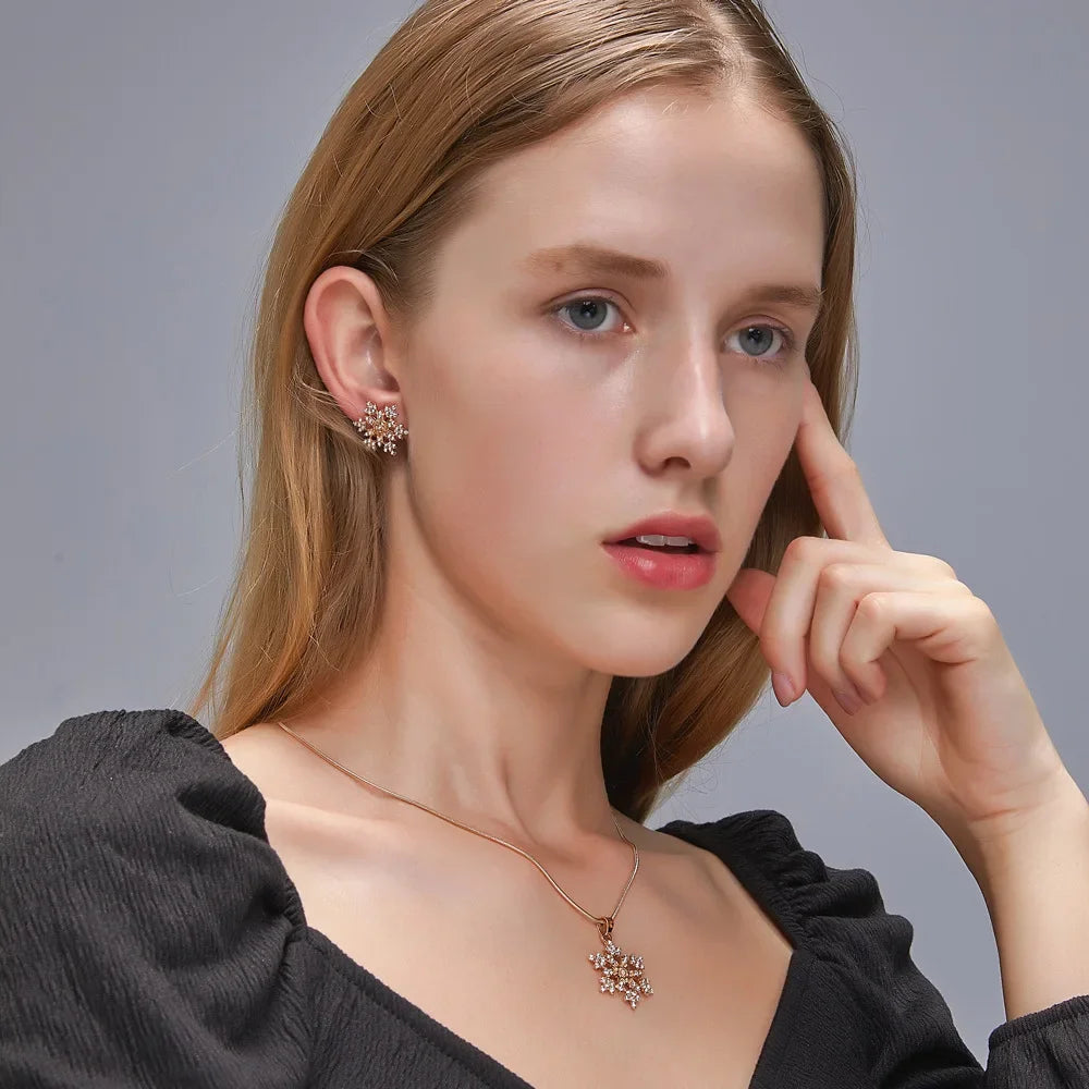 3-piece Snowflake Necklace Earrings for Women
