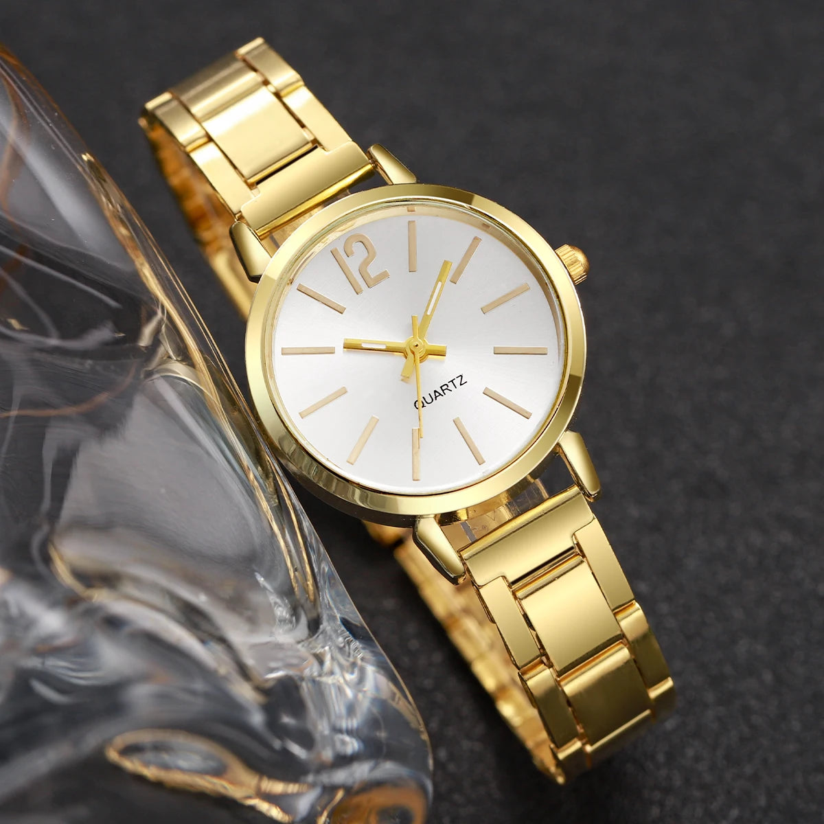 Elegant Women’s Quartz Watch & Love Bracelet Set – Casual Steel Strap 2PCs for a Sophisticated Style