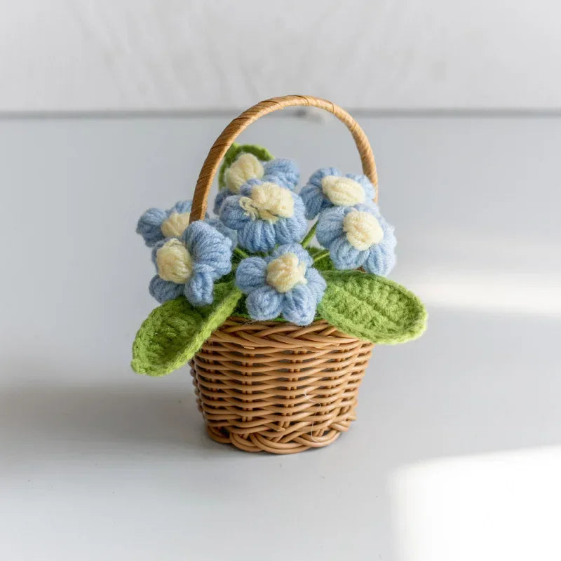 Cute Crochet Potted Flowers – Creative Hand-Woven Knitted Plant for Desktop Decoration