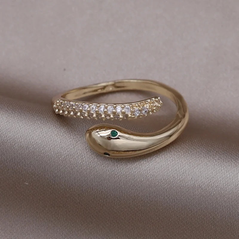 Gold plated simple double love crystal ring elegant women's daily opening ring accessories