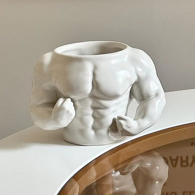 Macho Muscle Ceramic Mug – Funny Pectoral Design Coffee Cup, Ideal Gift for Gym Enthusiasts and Trainers