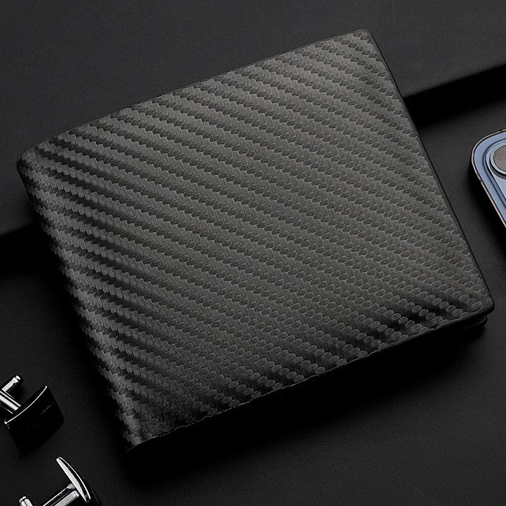 CarbonEdge Compact Wallet – Sleek Carbon Fiber Men’s Card Holder with Zipper and Photo Slot