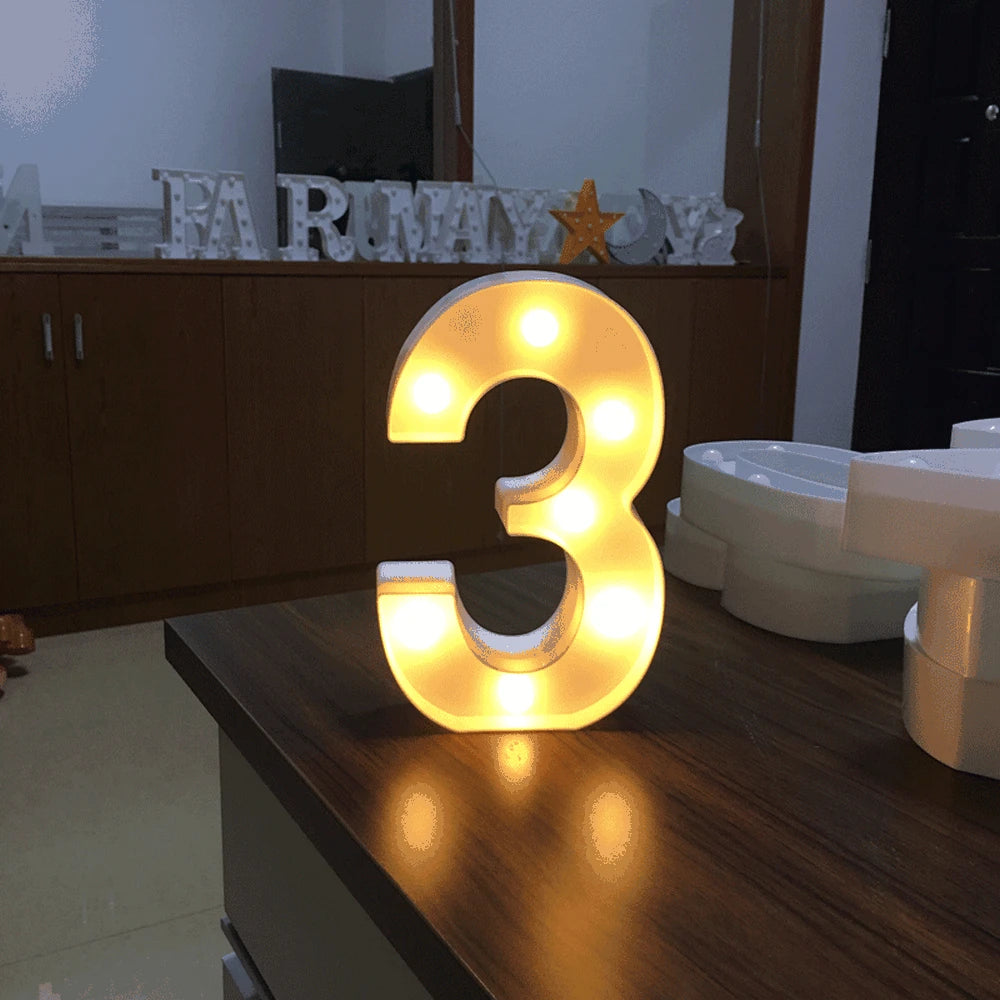 Luminous Alphabet & Number LED Lamp – Decorative Night Light for Birthdays, Weddings, Valentine’s Day, and Parties