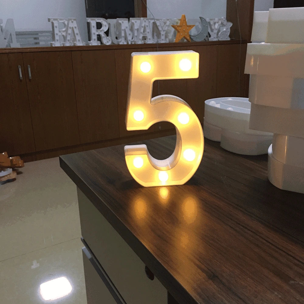 Luminous Alphabet & Number LED Lamp – Decorative Night Light for Birthdays, Weddings, Valentine’s Day, and Parties