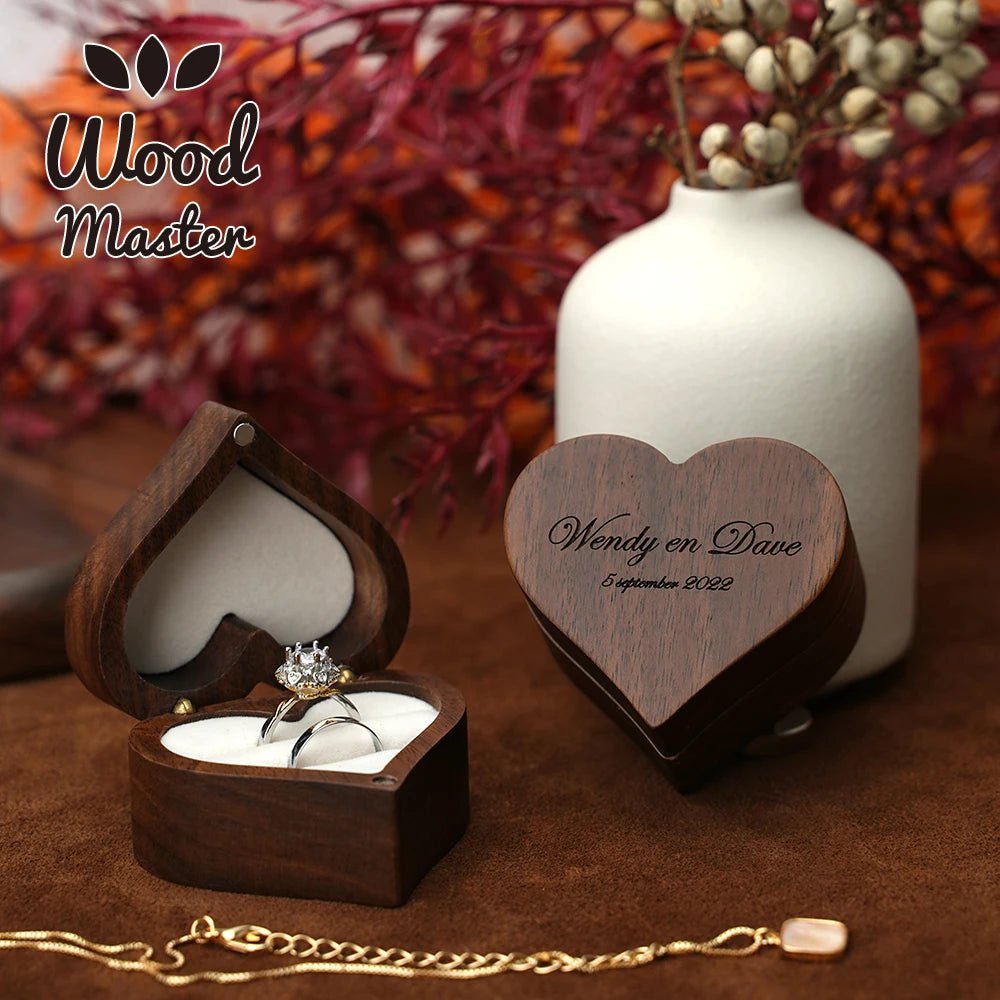 Heart-Shaped Walnut Ring Box