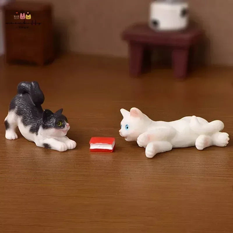 Resin Cat Ornaments – Miniature Kitten Figurines for Fairy Garden, Dollhouse, and DIY Home Decor