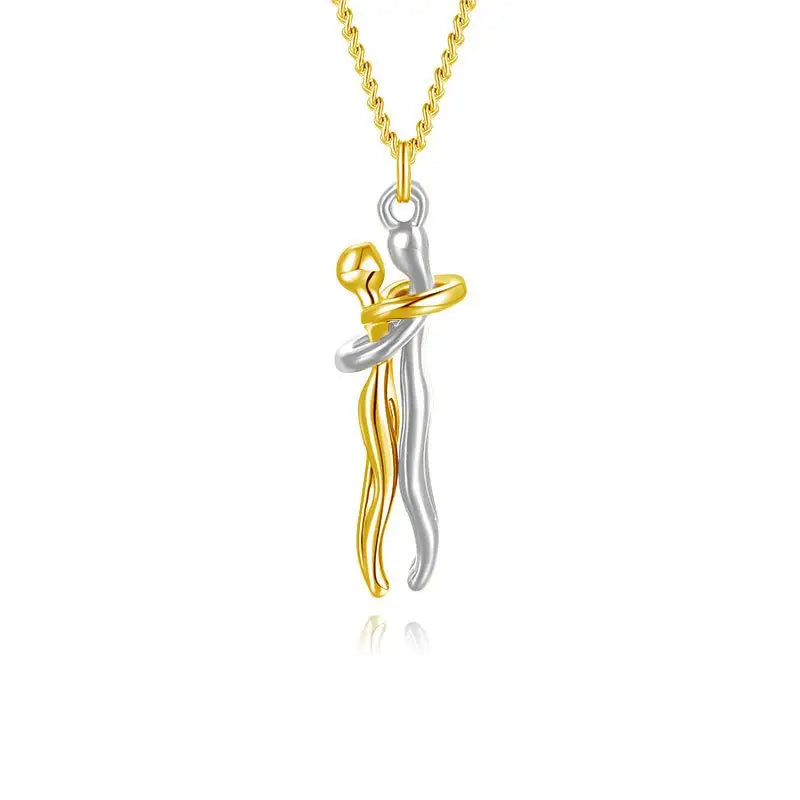 Romantic Hug Necklace for Couples – Unisex Heart Pendant Choker, Perfect Valentine’s Day Gift