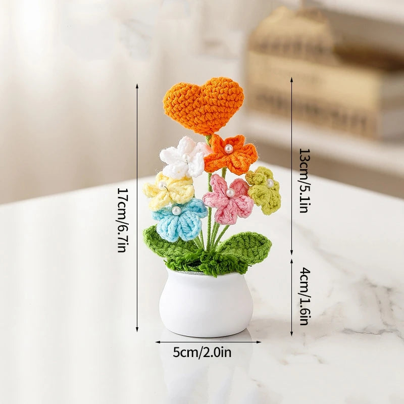 Hand-Knitted Flower Bouquet Crochet Flower - Home Decoration