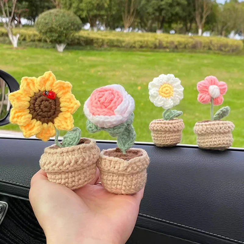 Hand-Knitted Sunflower Crochet Flower - Home Decoration