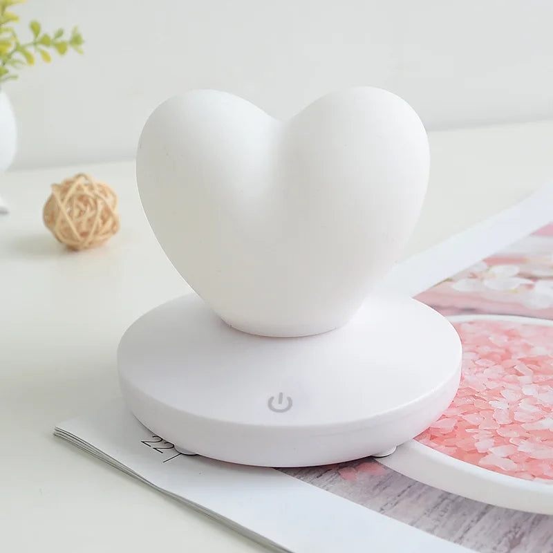 USB Rechargeable Romantic Love Heart LED Night Light – Touch Control Table Lamp for Valentine’s Day, Anniversary, and Home Decor