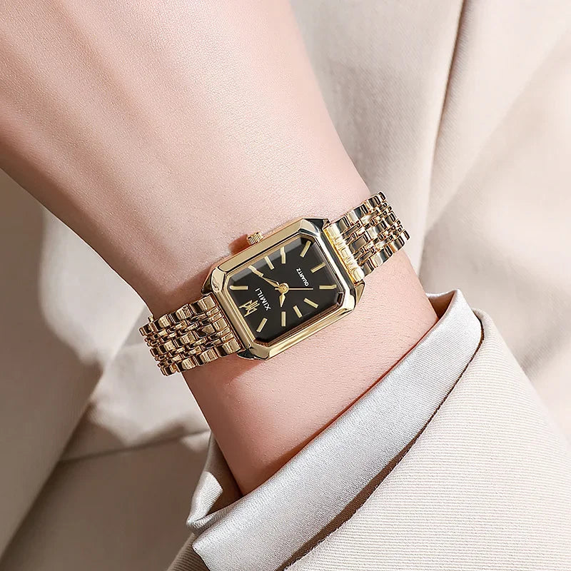 Stainless Steel Luxury Square Quartz Wristwatch – Women’s Fashion Watch for Students and Casual Wear
