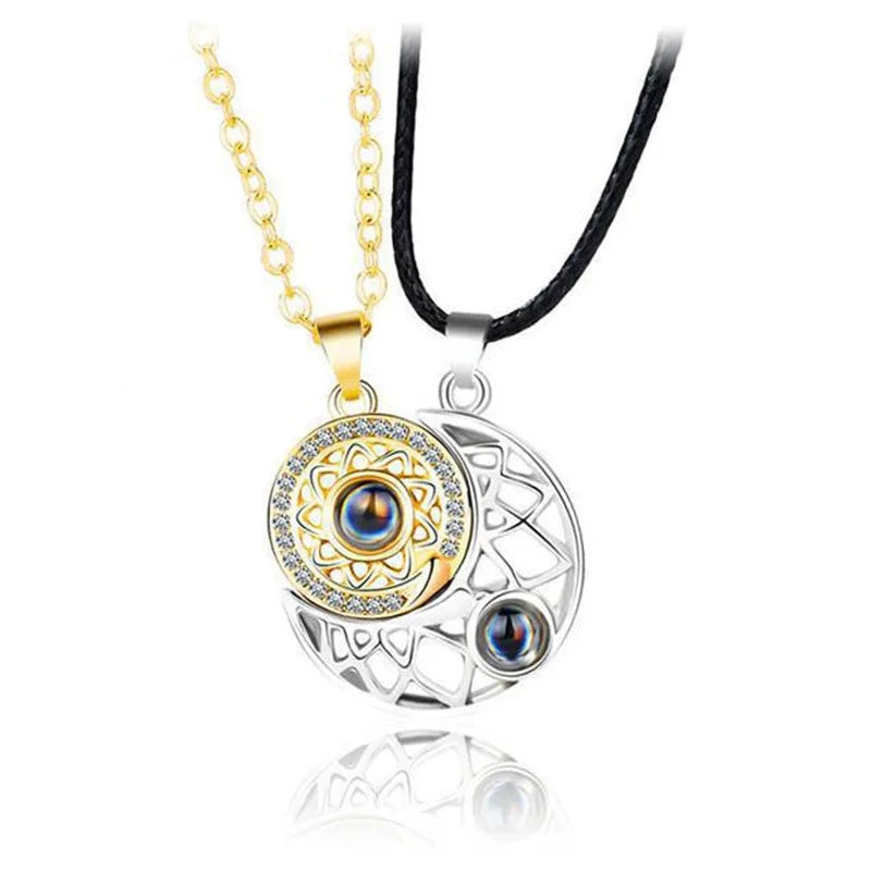 Magnetic Heart Electrocardiogram Pendant Necklace – Stainless Steel Couple Necklace Valentine's Day Gift