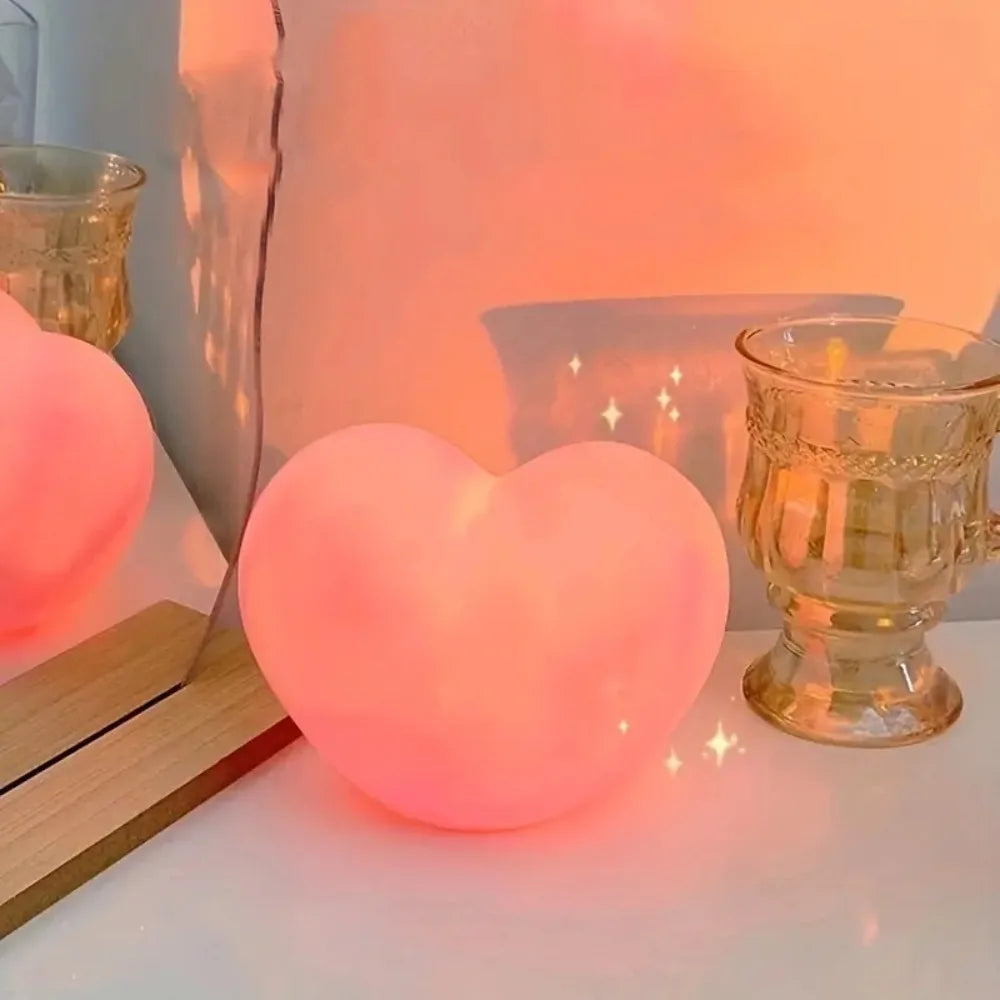 Romantic 3D Love-Heart Shaped LED Lamp – Ambient Light for Valentine's Day, Parties, and Table Decorations