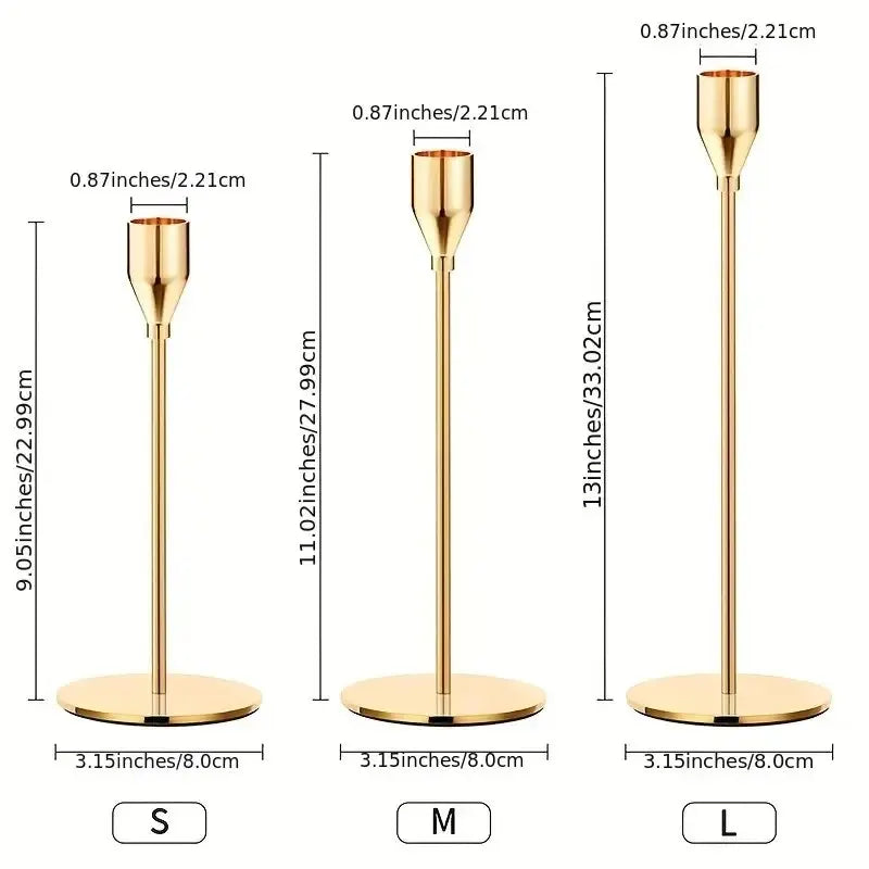 3Pcs European-Style Metal Candle Holder Set – Elegant Table Candlesticks