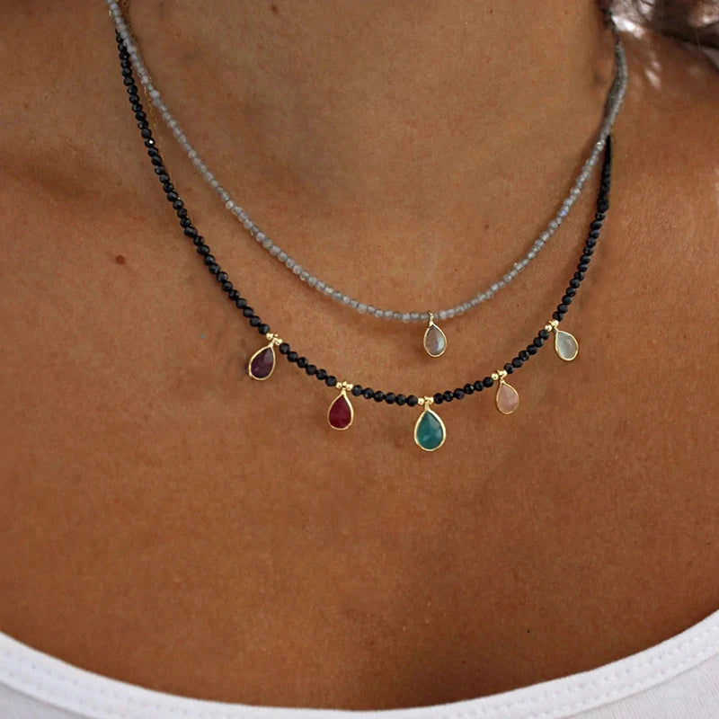 Bohemian Multilayer Handmade Beads Chain Necklace – Colorful Crystal Pendant with Tassels for Women