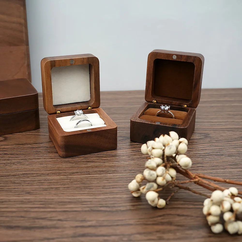 Wooden Jewelry Box - Engagement Ring Necklace Earrings Pendant Organizer