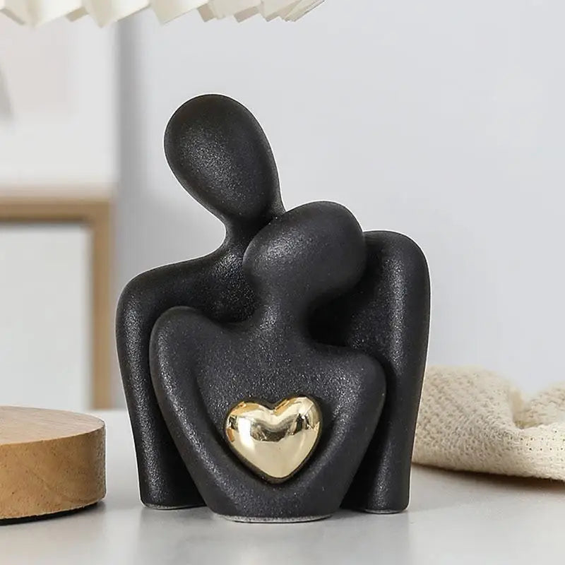 Couple Hugging Figurine – Abstract Modern Ceramic Sculpture for Home Accents