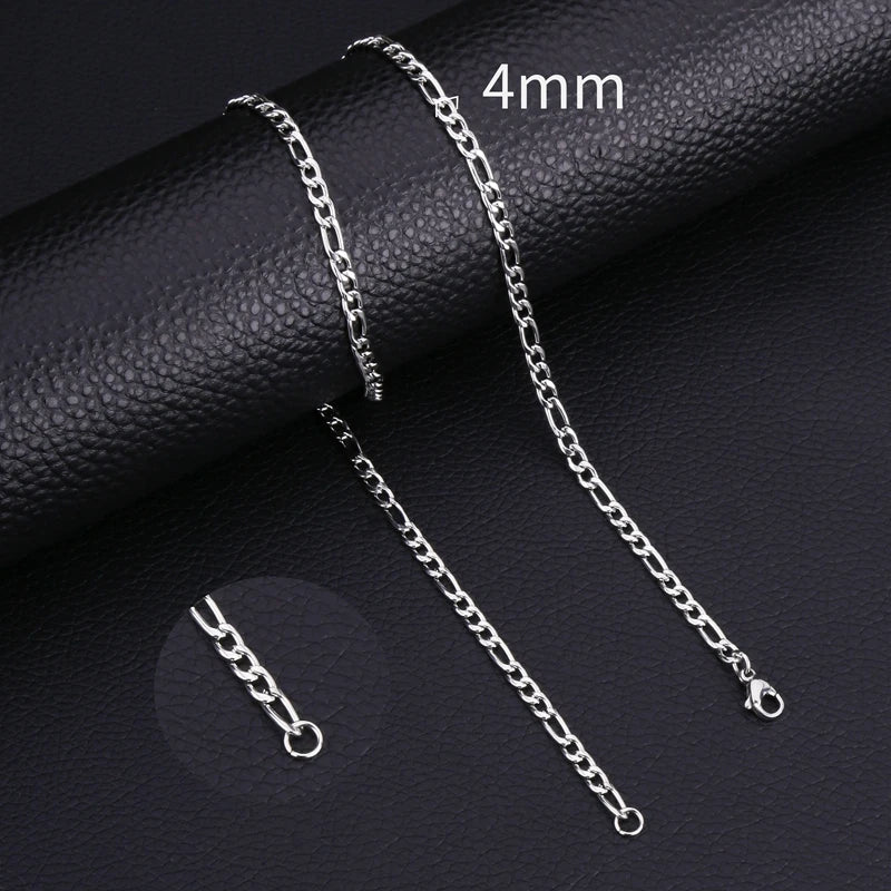 HIYEE Classic Rope Chain Necklace – Stainless Steel Figaro Cuban Chain for Men