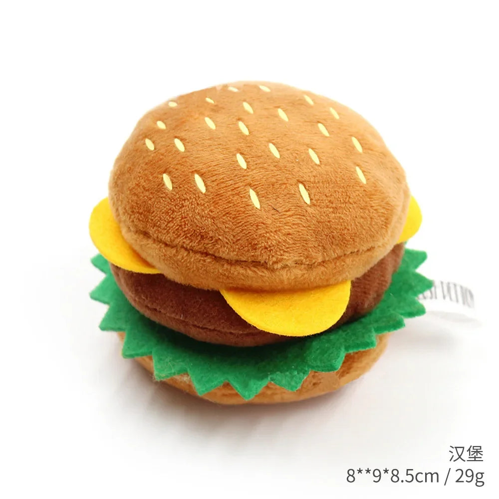 Plush Squeaky Dog Toys – Soft Chew-Resistant Ice Cream, Fries, and Hamburger Toys for Dogs