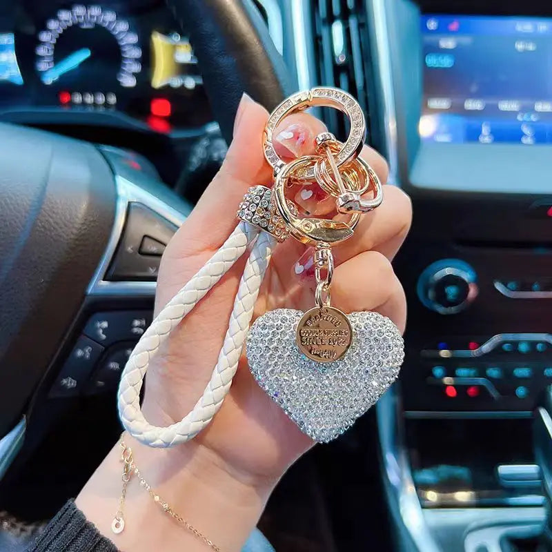 Valentine’s Day Glitter Heart Keychain – Crystal Clay Key Ring for Women & Girls, Romantic Gift & Bag Tag Ornament
