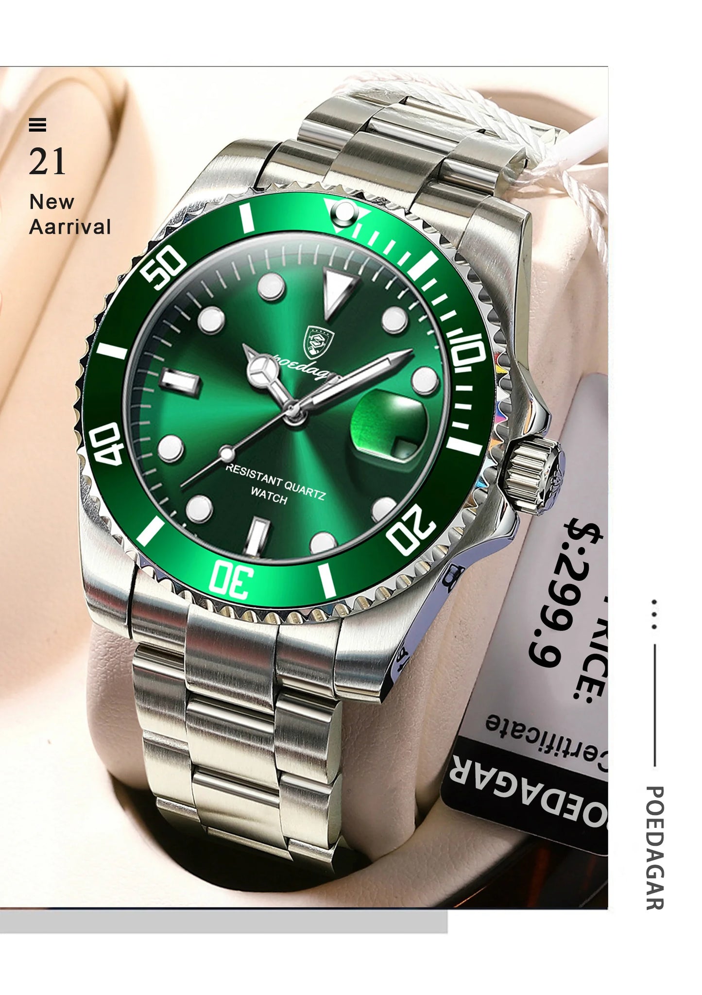 POEDAGAR Luxury Men Watch Casual Waterproof Luminous Date Men's Quartz Wristwatch High Quality Stainless Steel Man Watches Reloj