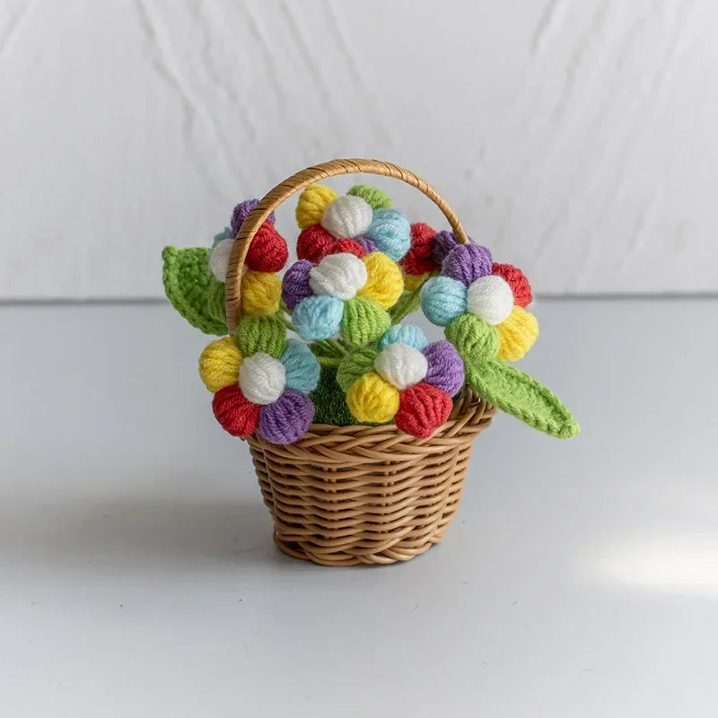 Cute Crochet Potted Flowers – Creative Hand-Woven Knitted Plant for Desktop Decoration