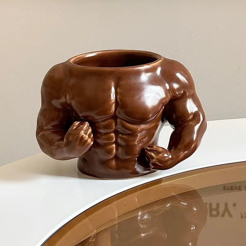 Macho Muscle Ceramic Mug – Funny Pectoral Design Coffee Cup, Ideal Gift for Gym Enthusiasts and Trainers