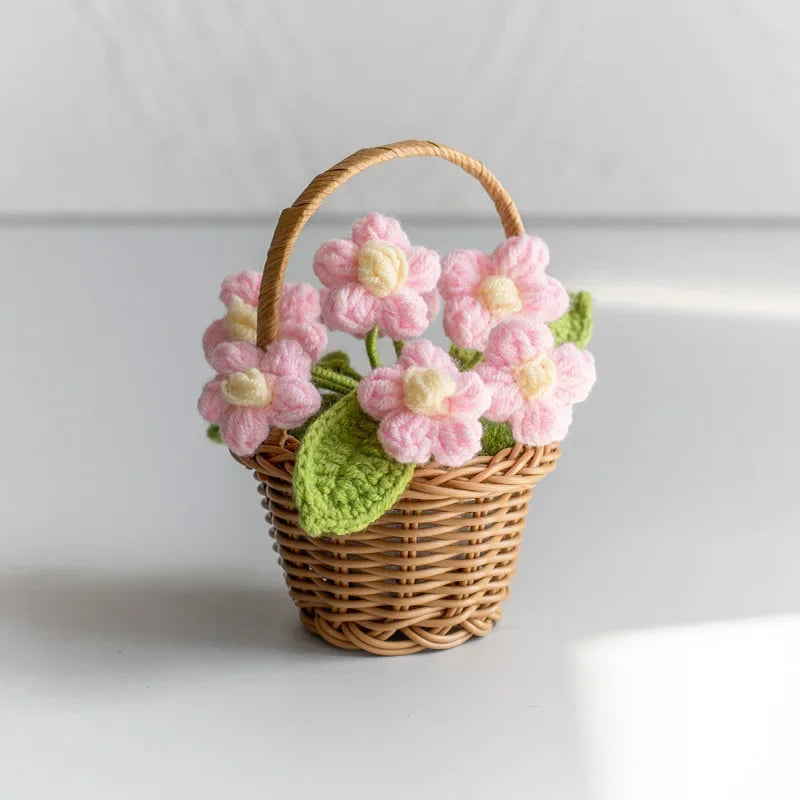 Cute Crochet Potted Flowers – Creative Hand-Woven Knitted Plant for Desktop Decoration