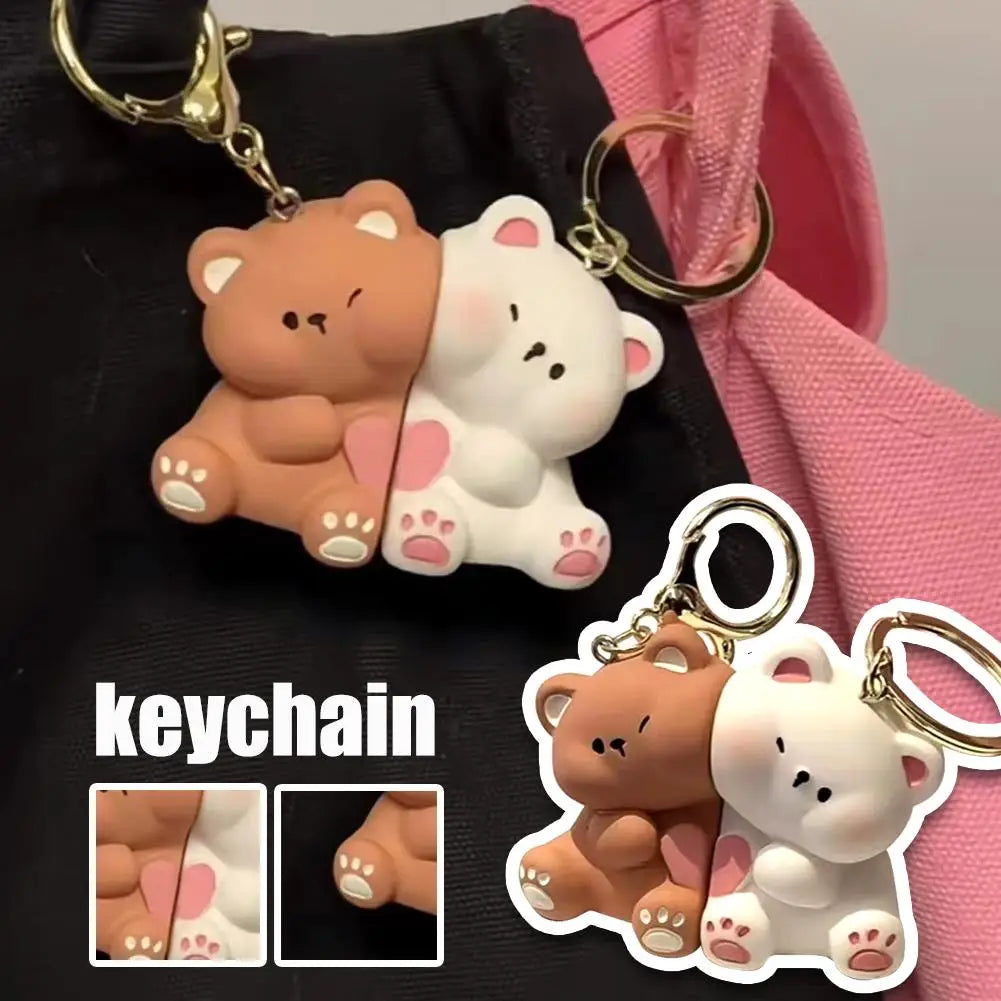 Magnetic Couple Bear Keychain – Cute Cartoon Pendant for Valentine’s Day, Couples & Friends Gift