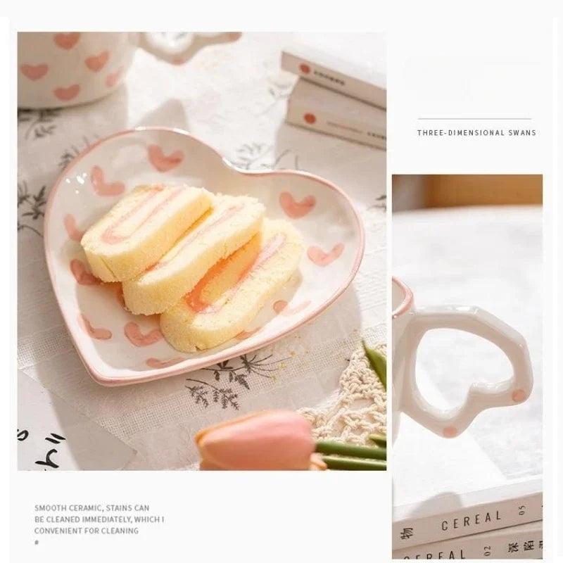 Creative INS Style Hand-Painted Love Heart Ceramic Coffee Mug – Cute Tea and Milk Cup for Home or Office