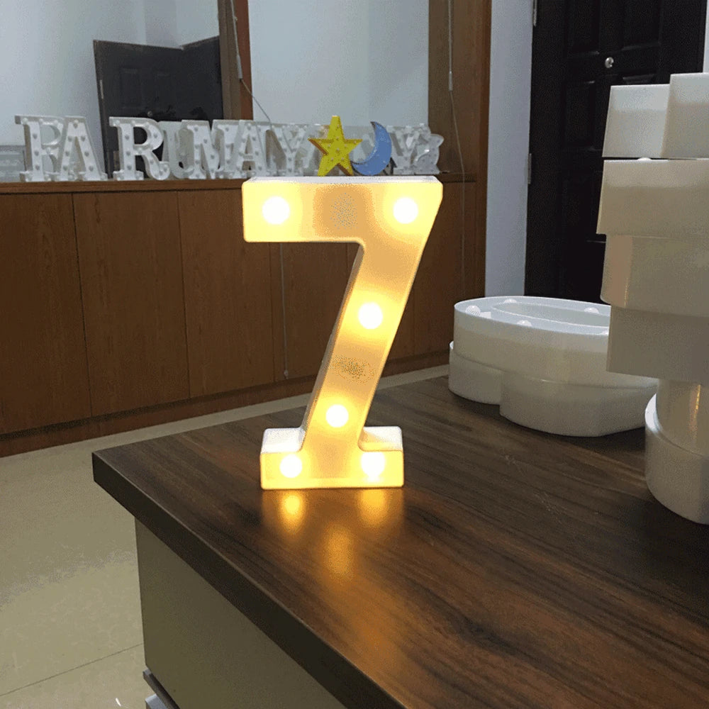 Luminous Alphabet & Number LED Lamp – Decorative Night Light for Birthdays, Weddings, Valentine’s Day, and Parties
