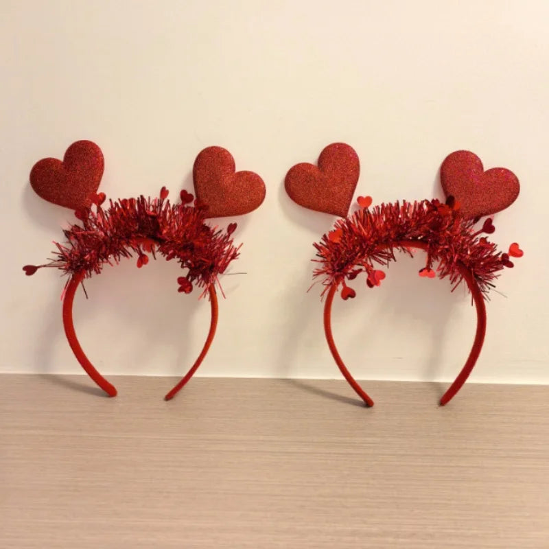 Heart Headband Valentines Day Hairband Party Red Shaped Hoops Love Band Cupid Accessories Wedding Headwear Party Supplies