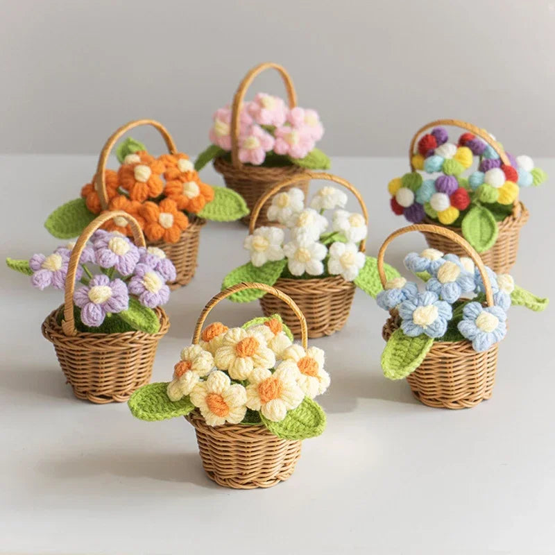 Cute Crochet Potted Flowers – Creative Hand-Woven Knitted Plant for Desktop Decoration