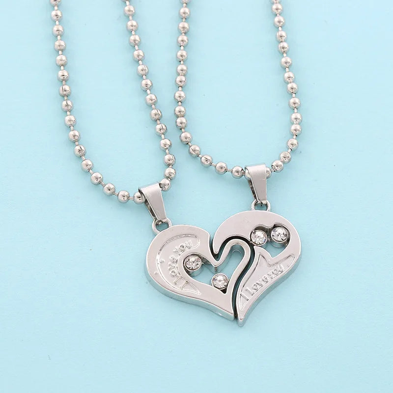 Magnetic Heart Electrocardiogram Pendant Necklace – Stainless Steel Couple Necklace Valentine's Day Gift
