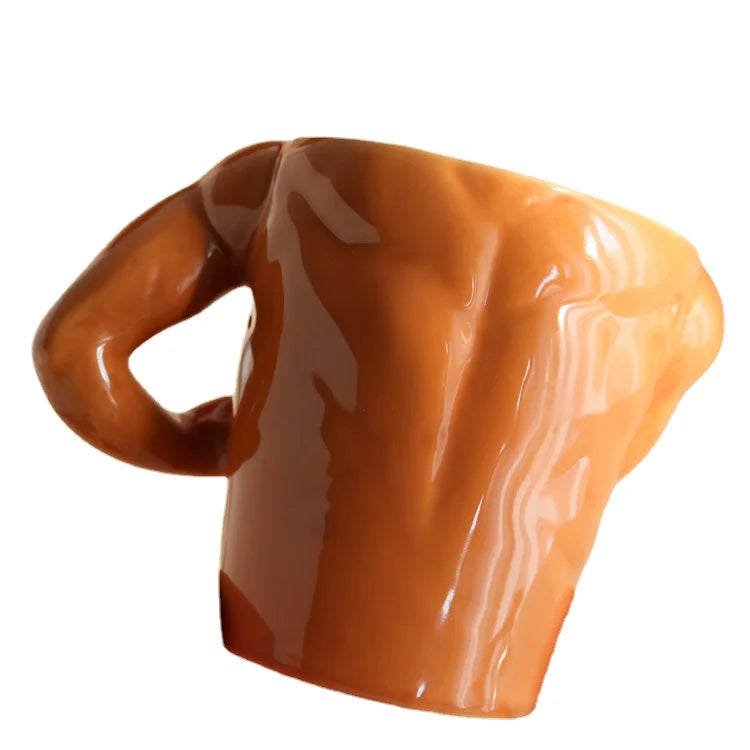 Macho Muscle Ceramic Mug – Funny Pectoral Design Coffee Cup, Ideal Gift for Gym Enthusiasts and Trainers