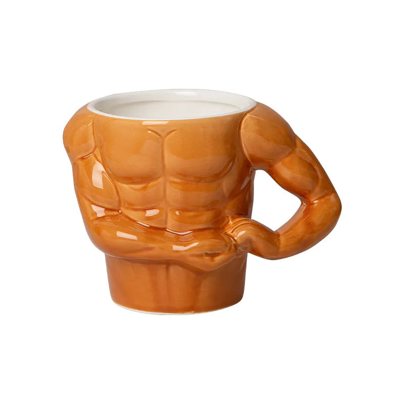 Macho Muscle Ceramic Mug – Funny Pectoral Design Coffee Cup, Ideal Gift for Gym Enthusiasts and Trainers